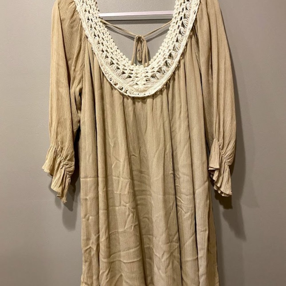 Sage and Crochet Peasant Boutique Dress